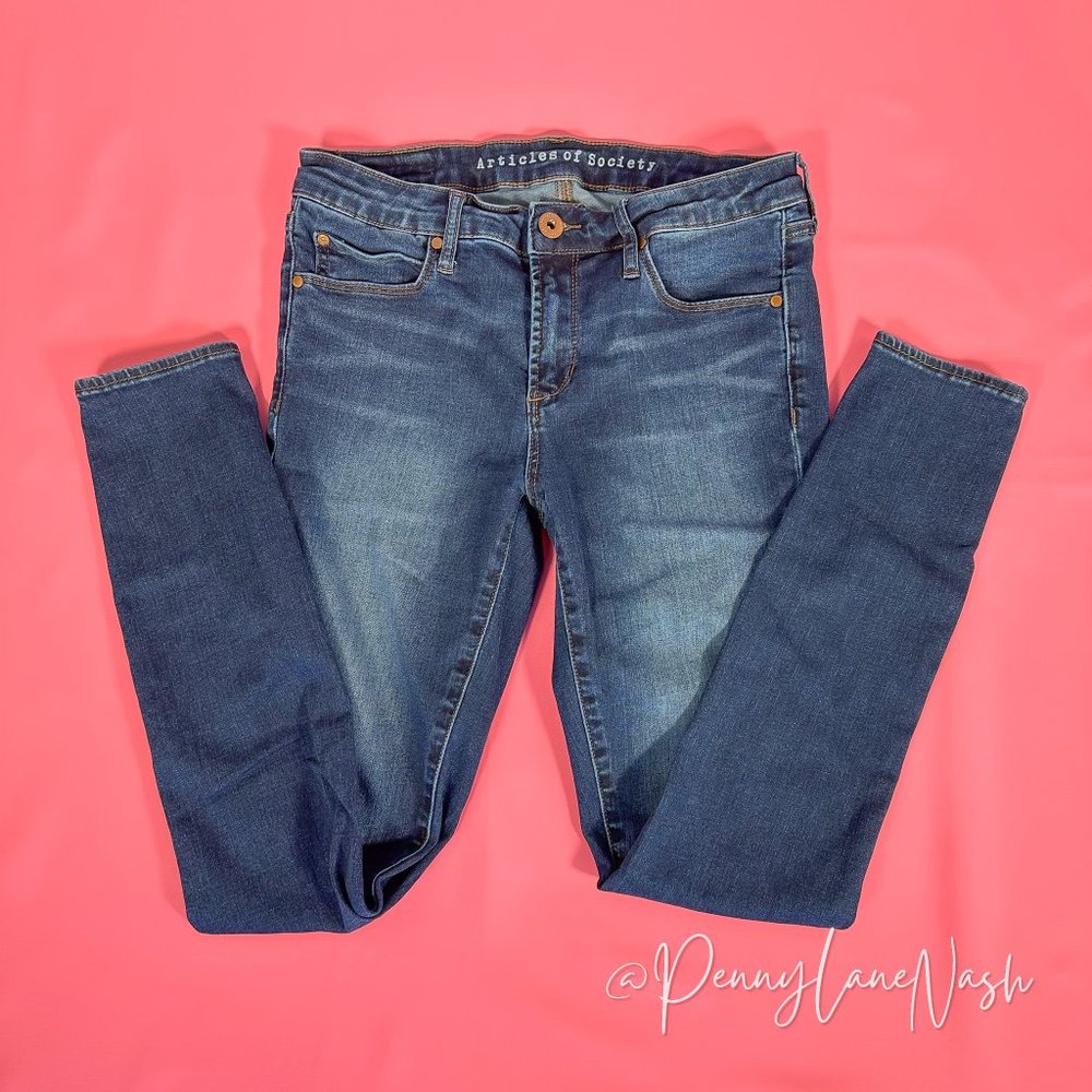 Articles of Society Mya Mid Rise Skinny Jeans Blue - Picture 5 of 13
